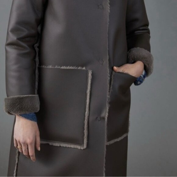 Maeve By Anthropologie Kerry Reversible Faux Fur Coat  Size Small - Picture 2 of 9